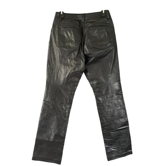 Vintage Gap Genuine Leather Pants Black Bootcut Motorcycle Style Sz 4 - Picture 3 of 10